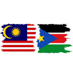 South Sudan And Malaysia Grunge Flags Connection