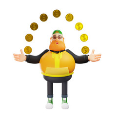 3d Fat Male Cartoon Juggling His