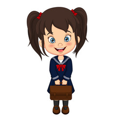 Cute Japanese School Girl Holding A Bag