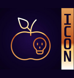 Gold Line Poison Apple Icon Isolated On Black