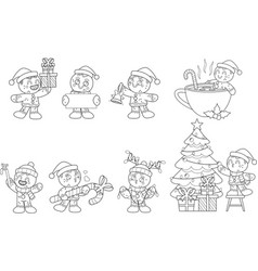 Outlined Christmas Gingerbread Man Collection Set