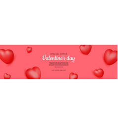 Banner With 3d Red Romantic Background