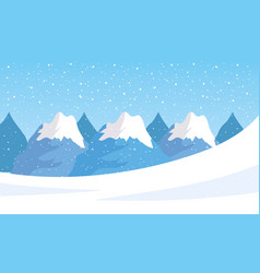 Snow Scape Seasonal Scene With Mountains Peaks