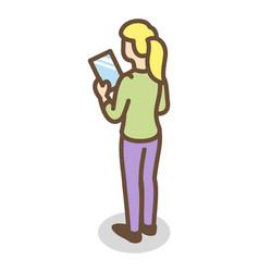 Woman Looking At Tablet Screen Isometric