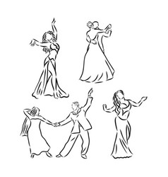 Ballroom dancing couples dancing sketch Royalty Free Vector