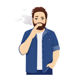 Man In Casual Clothes Smoking Cigarette