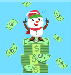 Cartoon Happy Christmas Snowman With Money