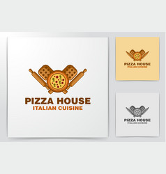 Pizza Wood Plate Rolling Pin Logo Designs