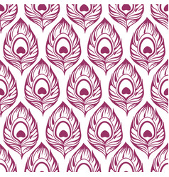 Seamless Pattern Of Purple Stylized Peacock