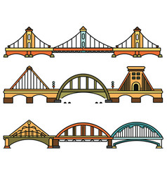 Three Colorful Bridge Drawn Flat