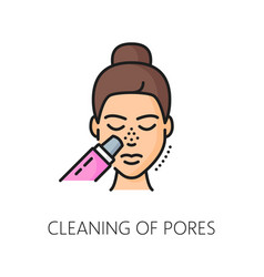 Face Skin Pores Cleaning Thin Line Color Icon