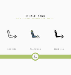 Inhale Icons Set With Solid Icon