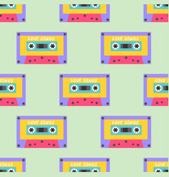 90s Seamless Pattern With Audio Cassette