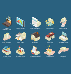 Bank Loan Credit Isometric Icons