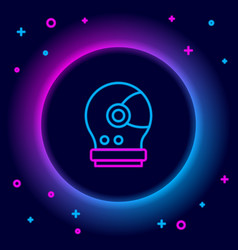 Glowing Neon Line Astronaut Helmet Icon Isolated