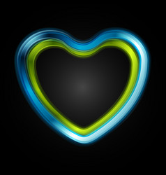 Green And Blue Glossy Heart On Black Background