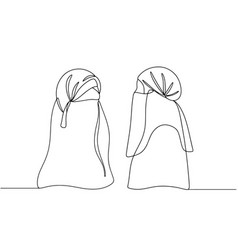 Niqab Headdress Woman Islam One Line