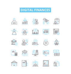 Digital Finances Line Icons Set