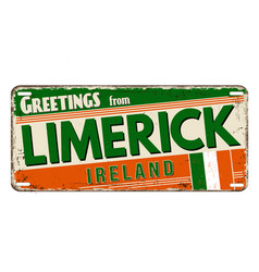 Greetings From Limerick Vintage Rusty Metal Plate