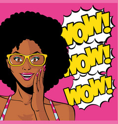 Retro Black Afro Woman Cartoon With Glasses