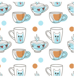 Seamless Pattern On The Fun Cups For Tea