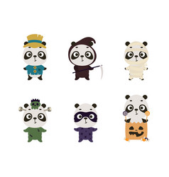 Cute Halloween Panda Set Cartoon Animal Character