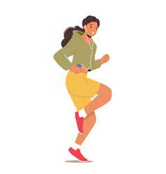 Energetic Young Woman Sprinting Through The City