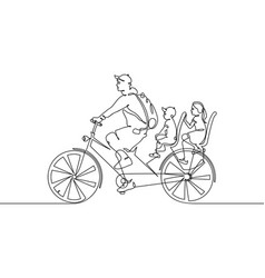 Father And Children On Bicycle