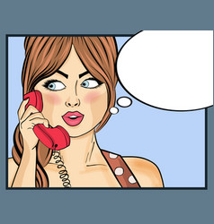 Pop Art Woman Chatting On Retro Phone Comic