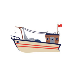 Fishing Trawler Or Boat With Net Hoist Flat