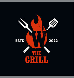 Grill Fire Alphabet W Logo