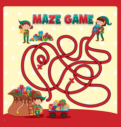 Maze Game Template In Christmas Theme For Kids