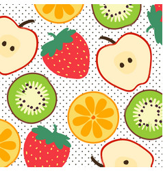 Mixed Fruit On Dot Pattern Background