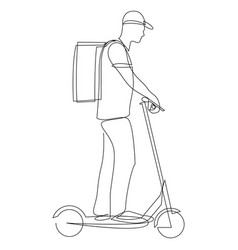 Continuous Line Drawing Of Delivery Man Riding