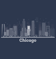 Outline Chicago Illinois City Skyline With White