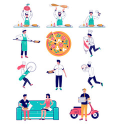 Pizza Making Flat Style Design