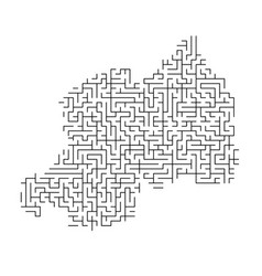 Rwanda Map From Black Pattern Maze Grid