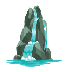 Cartoon River Cascade Waterfall Landscape With