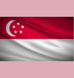 Realistic Wavy Flag Of Singapore Background