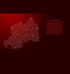 Rwanda Map From Red Pattern Maze Grid