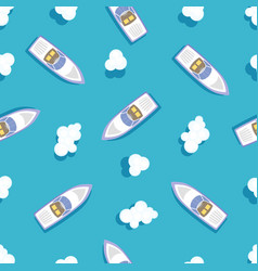 Seamless pattern cute sailboat isolated Royalty Free Vector