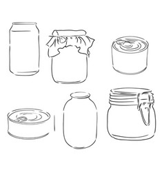 Sketch Different Mason Jars Metal Cans