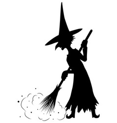 Old Witch Sweeping Silhouette