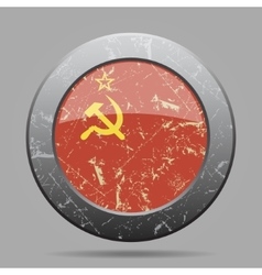 Metal Button With Soviet Union Flag - Grunge Style