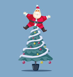 Santa Claus Stuck In A Christmas Tree Top Funny