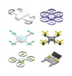 Set Of Quadcopters And Aerial Drones Unmanned