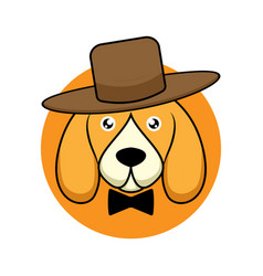 Graphic Of Dog Face Wearing Hat And Bow Tie