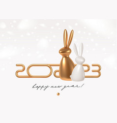 2023 New Year Design With 3d Golden Rabbit