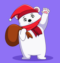 Cute Polar Bear In Santa Claus Costume