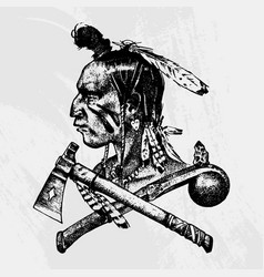 Native American Indian Chief Warrior Retro Vector Image